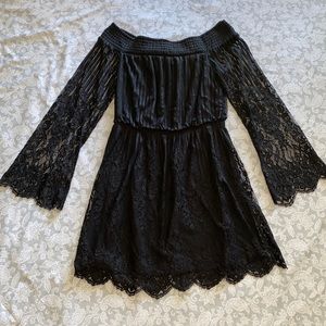 Trixxi off the shoulder black lace mini dress Size M